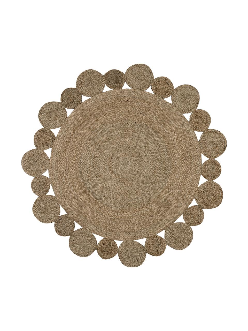 Kulatý koberec z juty v boho stylu Niago, ručně vyrobený, 100 % juta, Béžová, Ø 150 cm (velikost M)