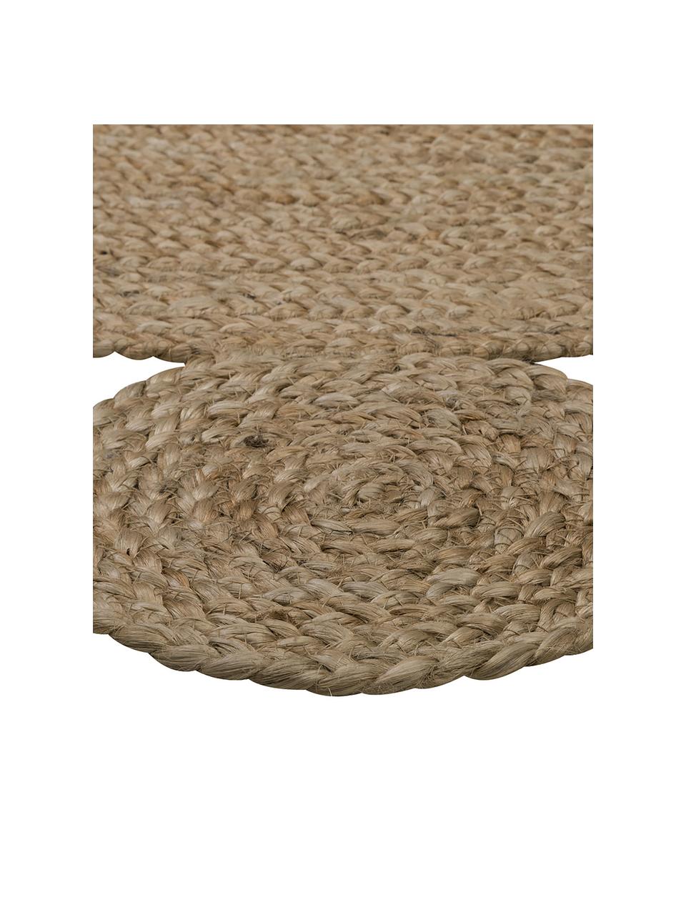 Rond juten vloerkleed. Niago, handgemaakt, 100% jute, Bruin, Ø 150 cm (maat M)