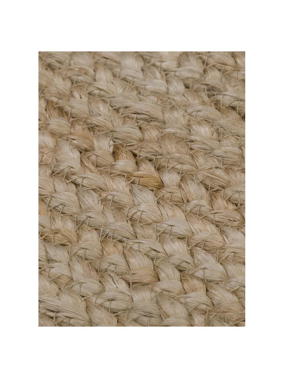Alfombra redonda artesanal de yute Niago, estilo boho, 100% yute, Beige, Ø 150 cm (Tamaño M)
