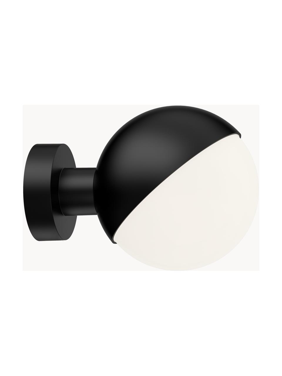 Mondgeblazen wandlamp VL Studio, Diffuser: opaalglas, mondgeblazen, Zwart, B 20 x H 15 cm