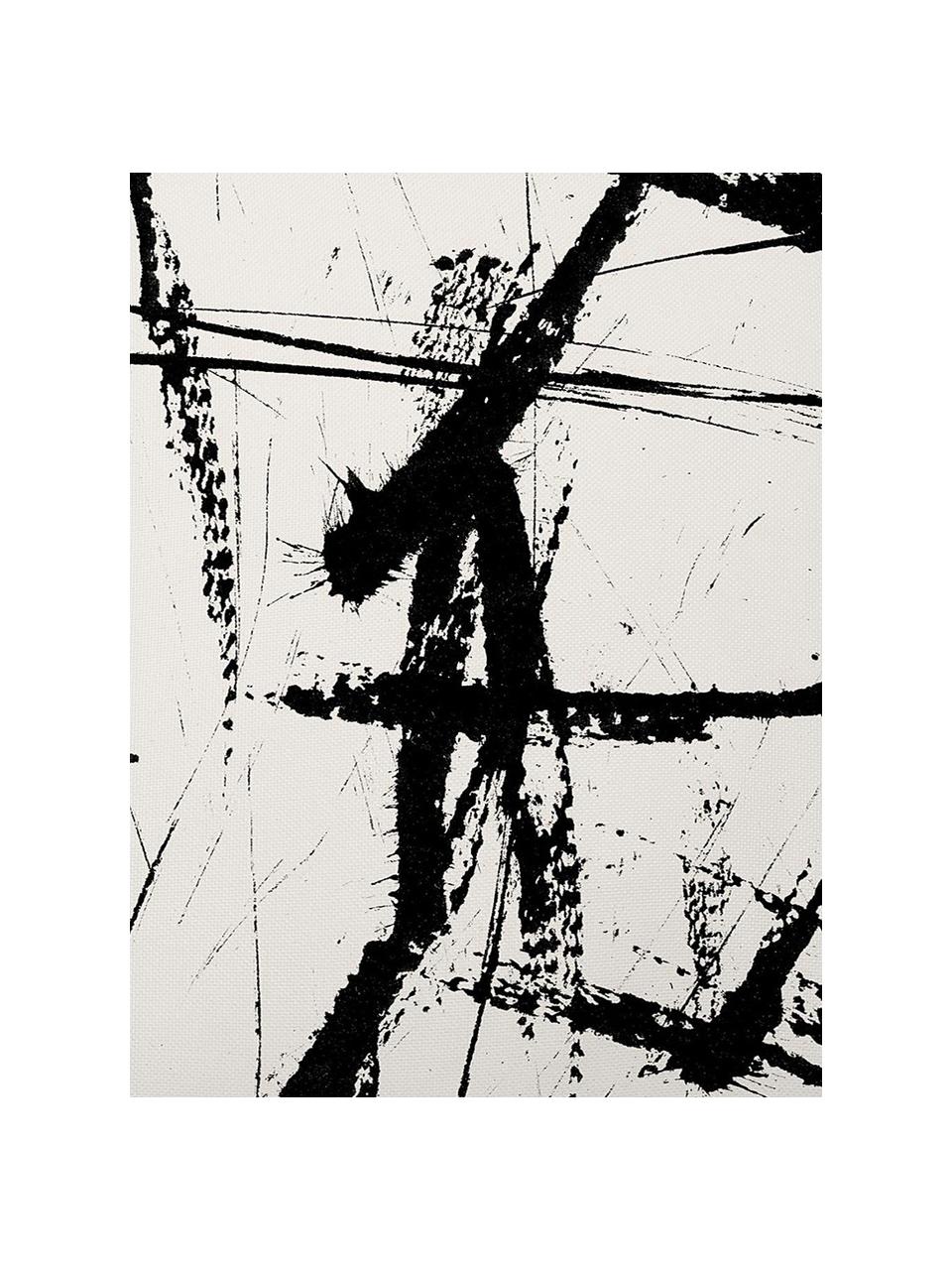 Federa arredo Neven con stampa astratta in bianco/nero, Poliestere, Bianco con macchie nere, Larg. 40 x Lung. 40 cm
