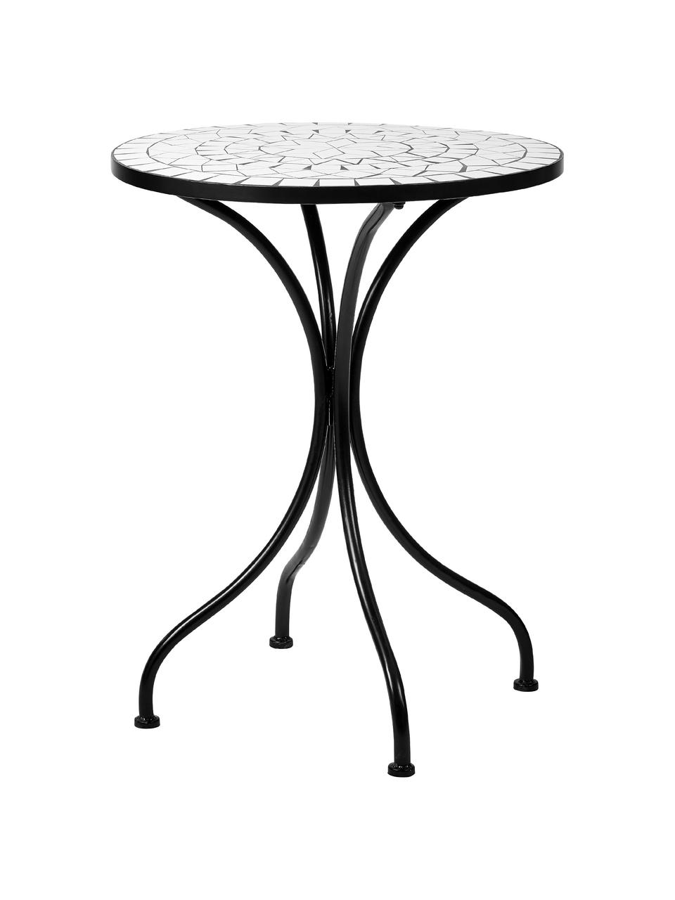 Mobilier de balcon plateau en céramique Palazzo, 3 élém., Noir, blanc, Lot de différentes tailles