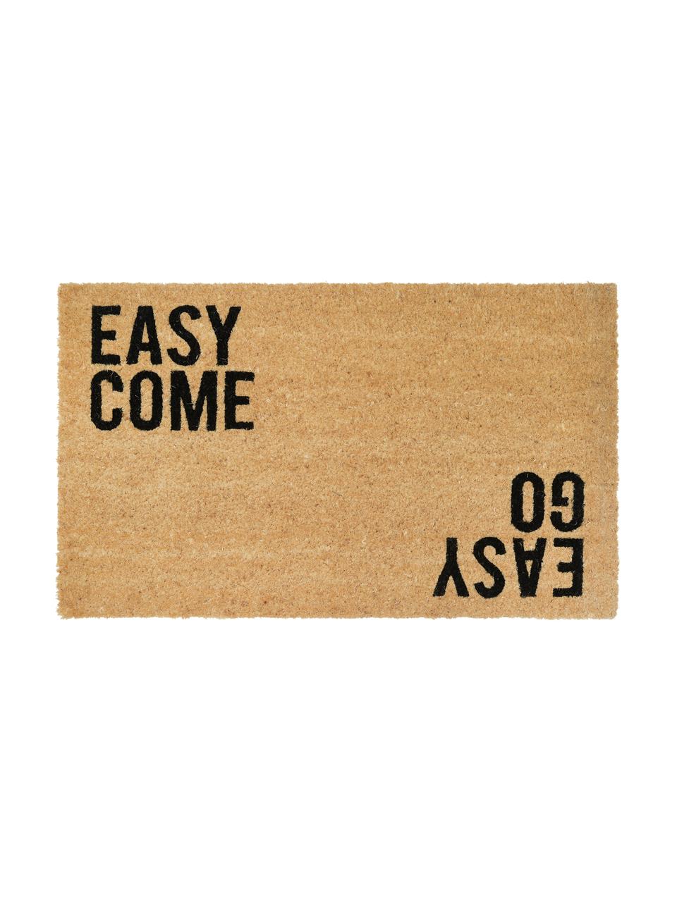 Felpudo Easy Come Easy Go, Parte superior: fibra de coco, Reverso: vinilo, Beige, negro, An 45 x L 75 cm
