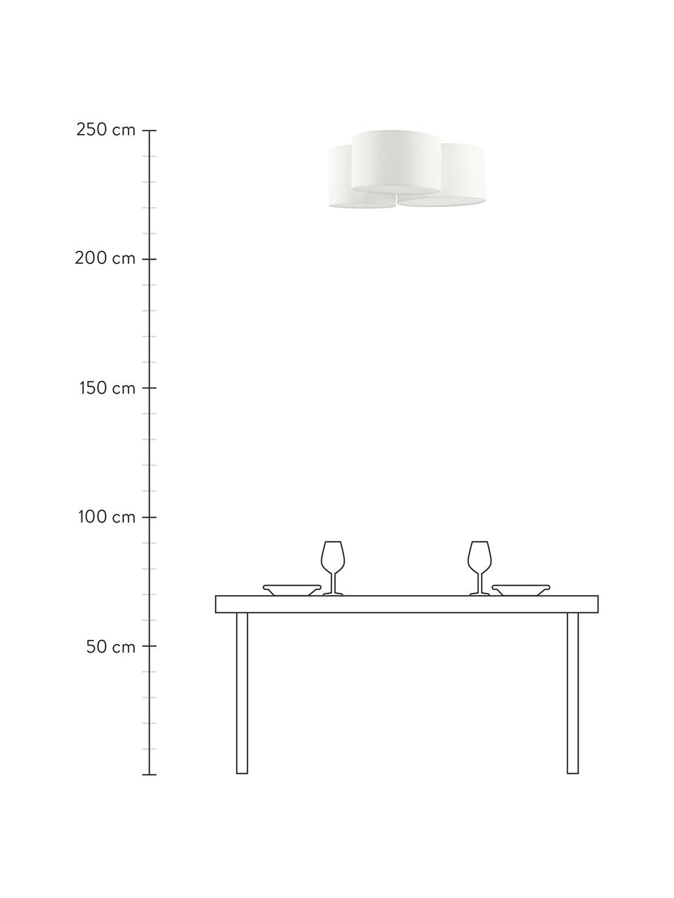 Grote plafondlamp Luke, Baldakijn: gepoedercoat metaal, Crèmewit, Ø 61 x H 26 cm