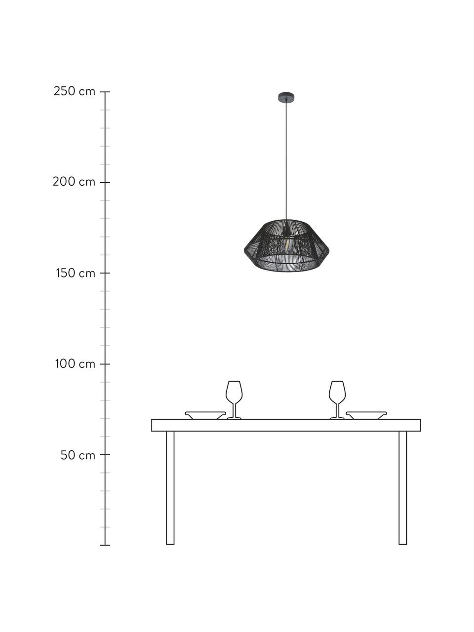 Lámpara de techo Hadi, Pantalla: tela, Anclaje: metal con pintura en polv, Estructura: metal, con pintura en pol, Cable: plástico, Negro, Ø 48 x Al 22 cm