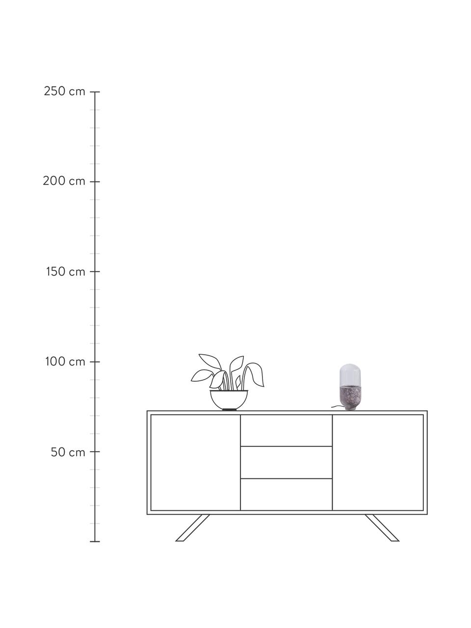 Lámpara de mesa pequeña de mármol Asel, Pantalla: vidrio, Cable: cubierto en tela, Transparente, mármol gris pardo, Ø 11 x Al 26 cm