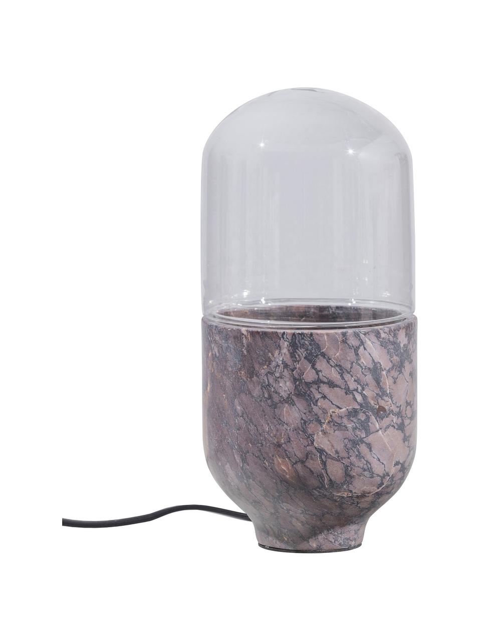 Lampa stołowa z marmuru Asel, Transparentny, taupe, marmurowy, Ø 11 x W 26 cm