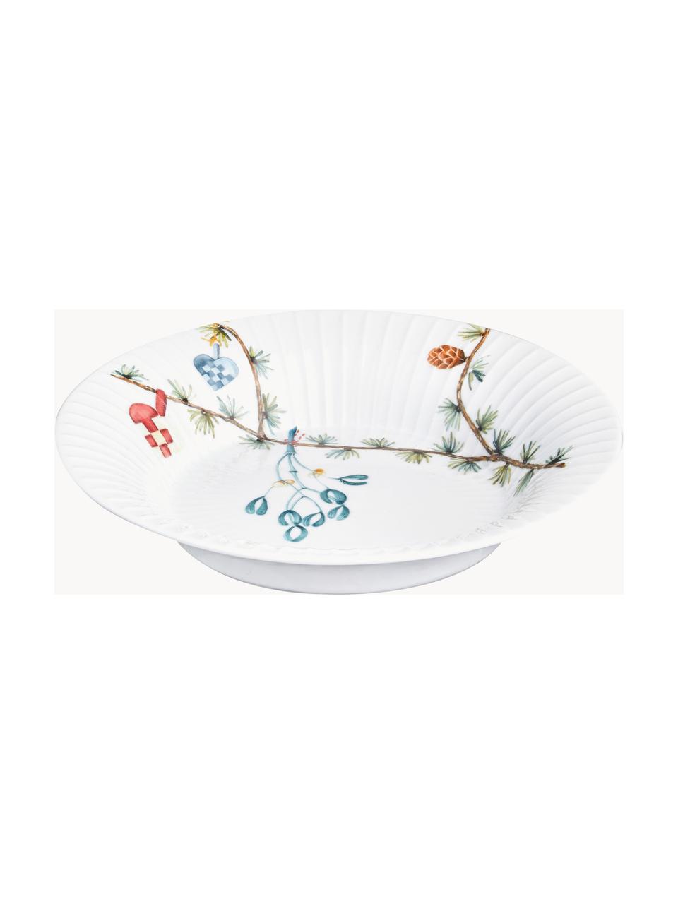 Platos hondos navideños artesanales Hammershøi, 4 uds., Porcelana, Blanco, multicolor, Ø 21 cm