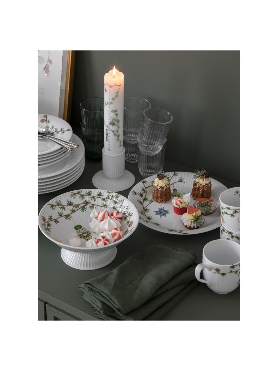 Platos hondos navideños artesanales Hammershøi, 4 uds., Porcelana, Blanco, multicolor, Ø 21 cm