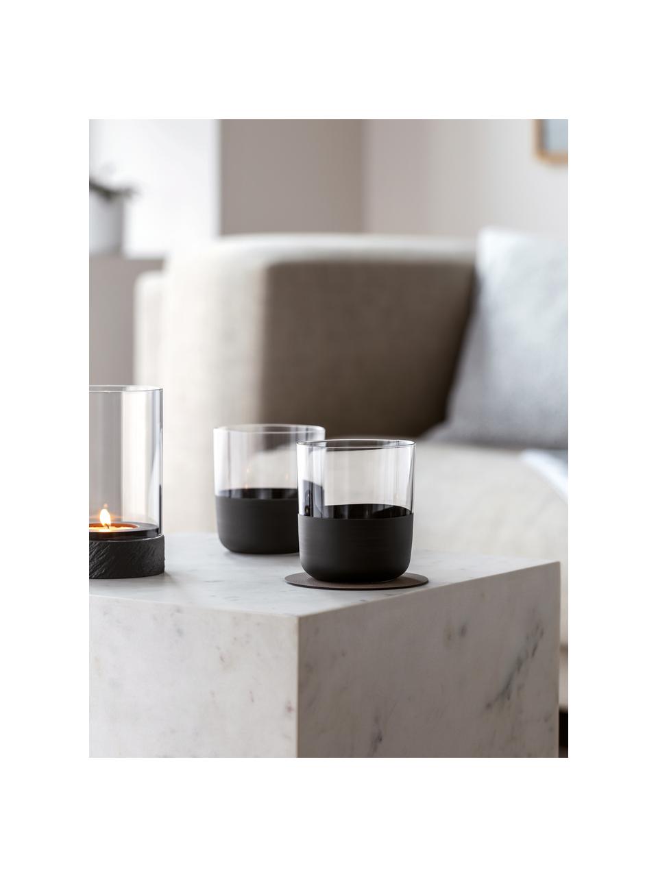 Szklanka do whisky ze szkła kryształowego Manufacture Rock, 4 szt., Szkło kryształowe, Transparentny, czarny, Ø 9 x W 9 cm, 360 ml