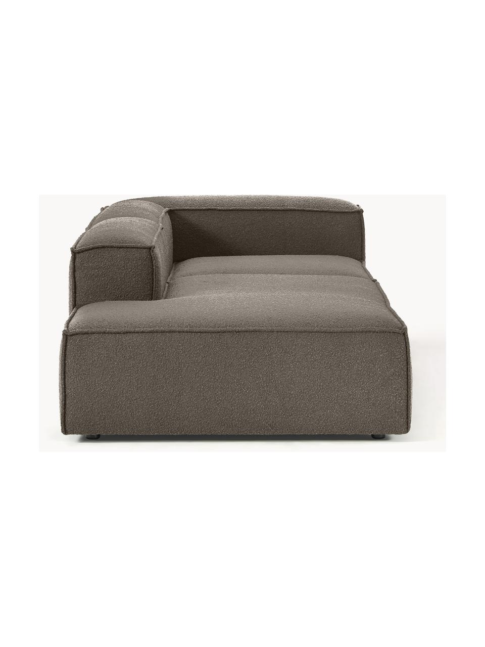Modulare Ottomane Lennon aus Bouclé, Bezug: Bouclé (100 % Polyester) , Gestell: Massives Kiefernholz FSC-, Bouclé Greige, B 269 x T 119 cm, Rückenlehne rechts