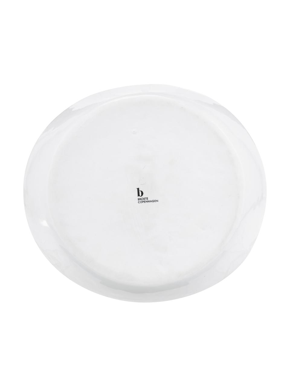 Handgemachte Servierschale Salt aus Porzellan Ø 24, Porzellan, Gebrochenes Weiß mit schwarzem Rand, B 24 x H 4 cm
