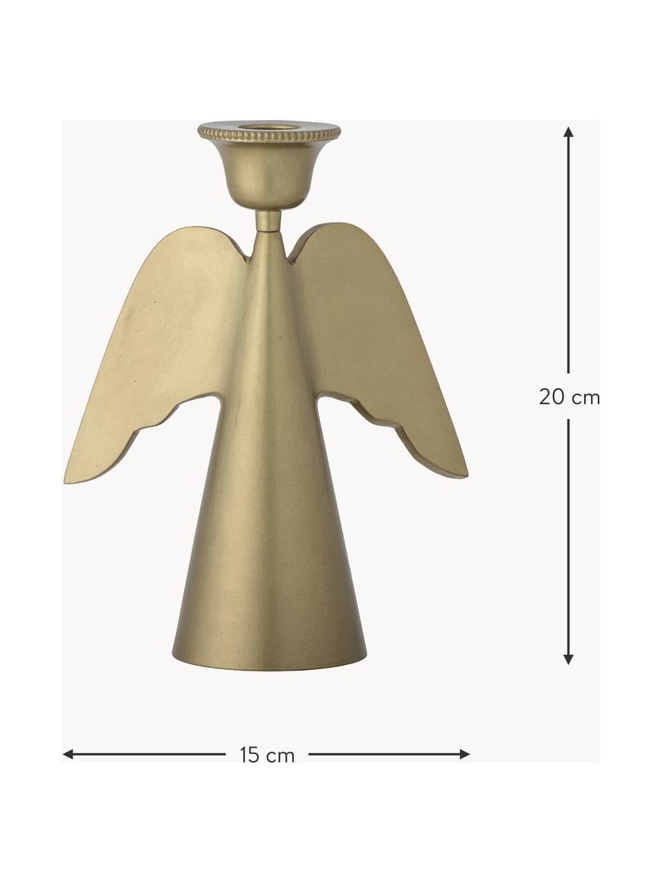 Kerzenhalter Marcia in Engelform, Aluminum, beschichtet, Goldfarben, B 15 x H 20 cm