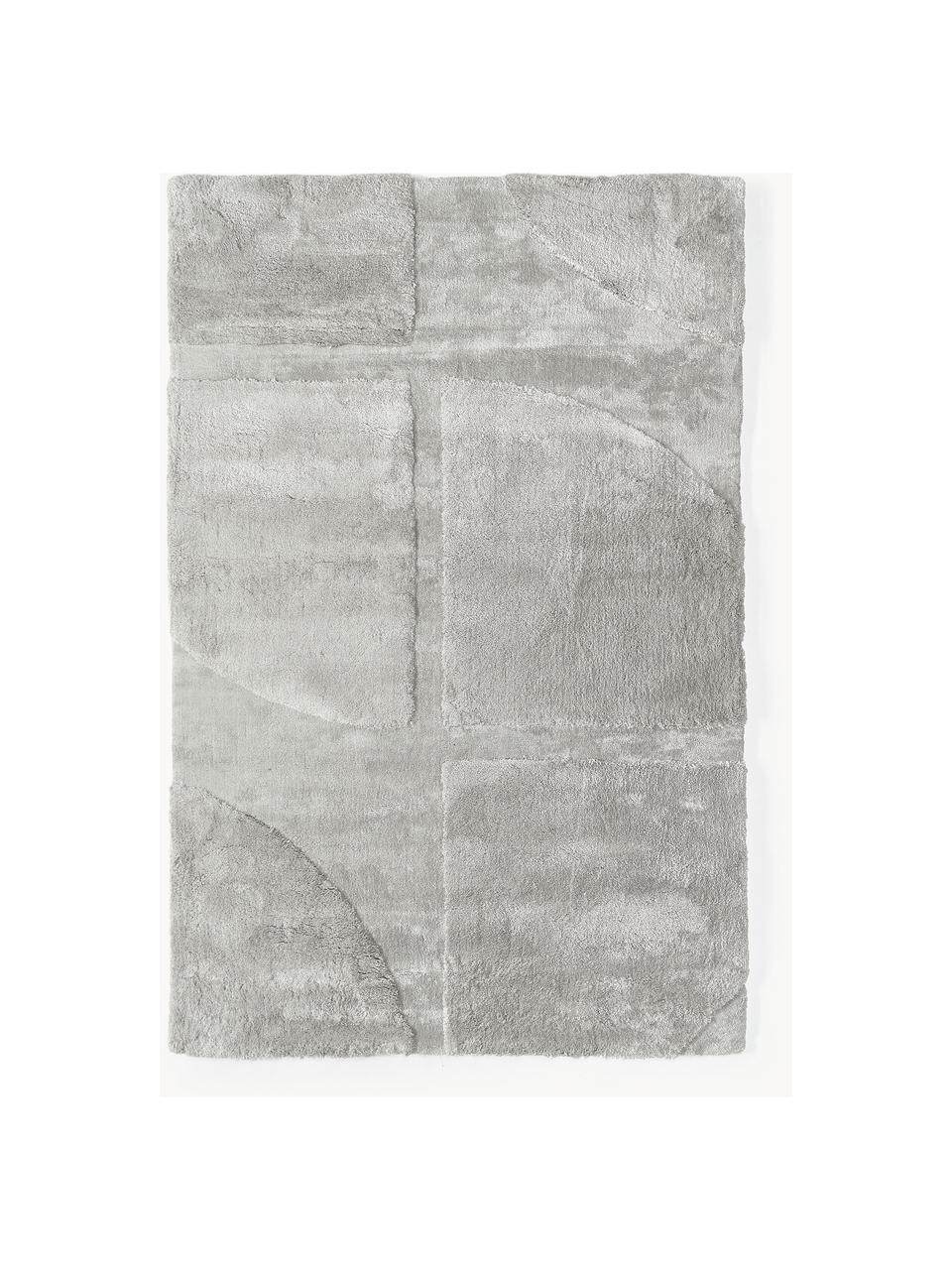 Flauschiger Hochflor-Teppich Jade mit erhabener Hoch-Tief-Struktur, Flor: 100 % Polyester, GRS-zert, Hellgrau, B 80 x L 150 cm (Grösse XS)