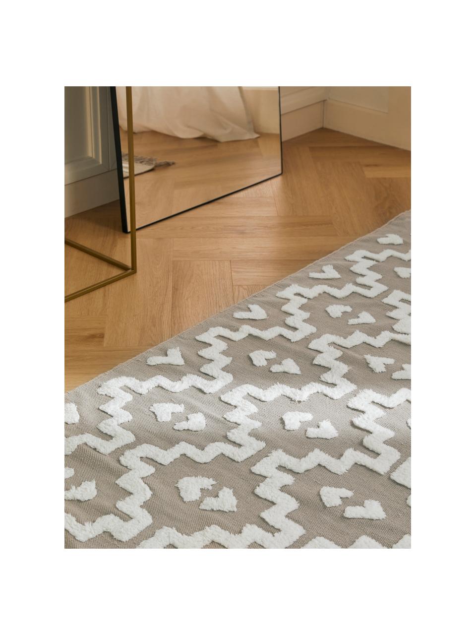 Alfombra corredor artesanal de algodón texturizada Idris, 100% algodón, Gris, An 80 x L 250 cm