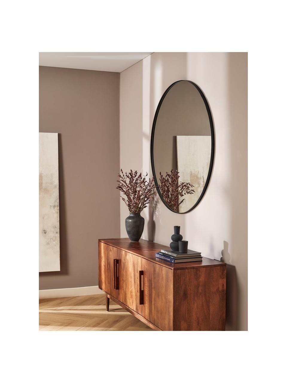 Kulaté nástěnné zrcadlo s kovovým rámem Ivy, Černá, Ø 120 cm, H 3 cm