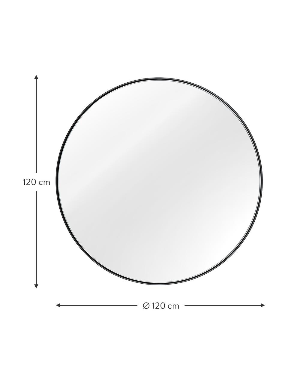 Kulaté nástěnné zrcadlo s kovovým rámem Ivy, Černá, Ø 120 cm, H 3 cm