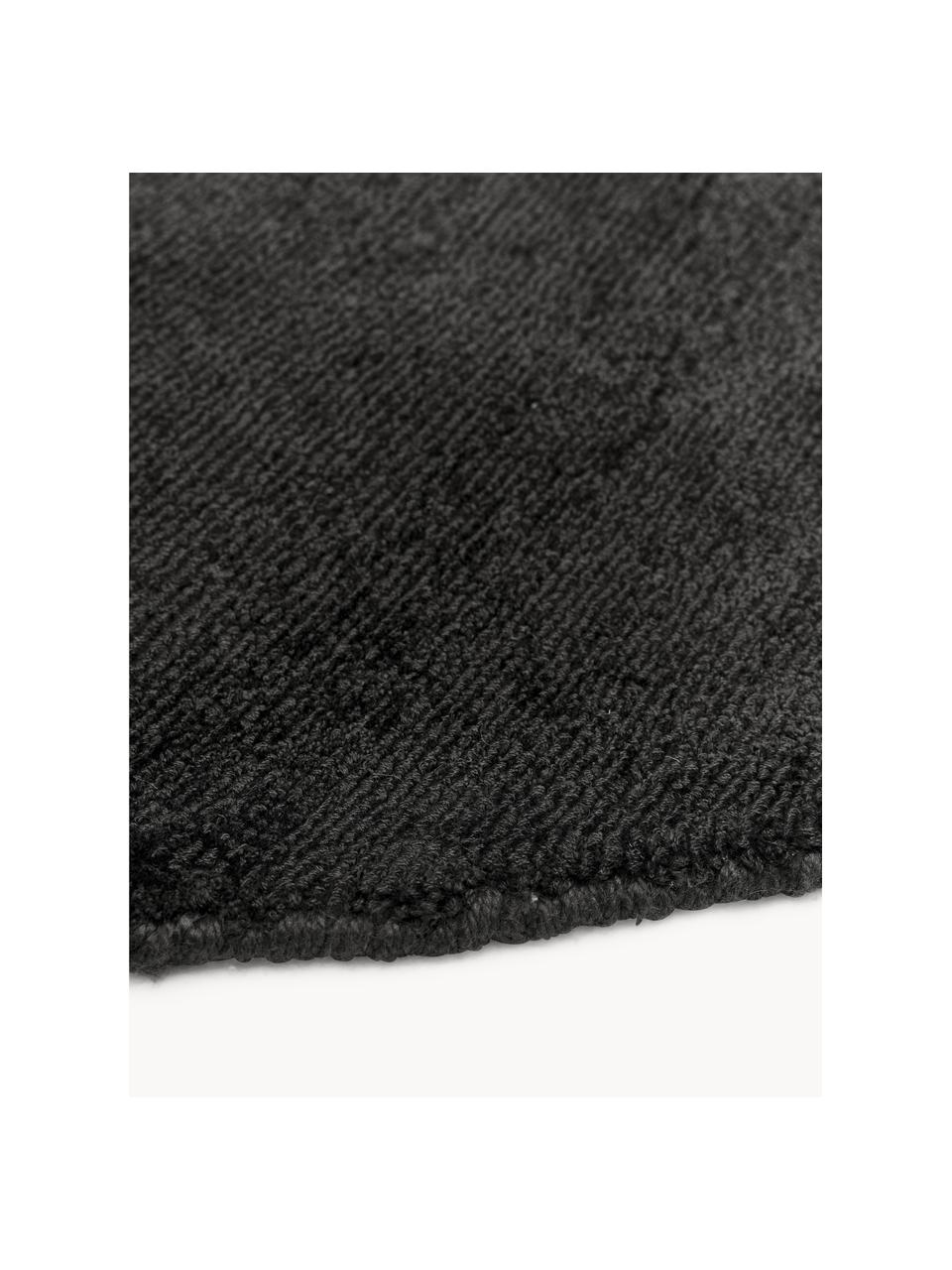 Okrągły ręcznie tkany dywan z wiskozy Jane, Antracytowy, Ø 200 cm (Rozmiar L)