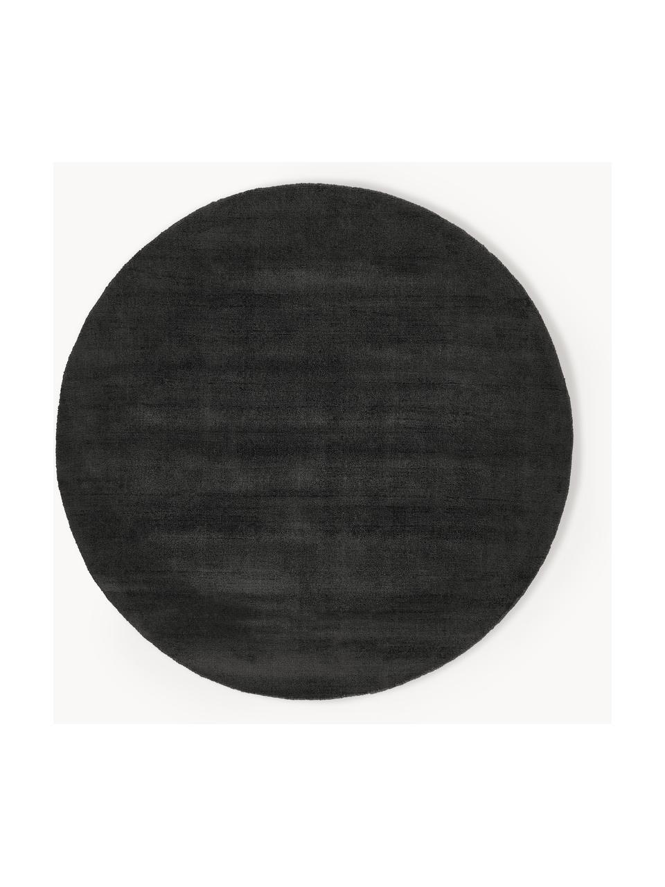 Ručně tkaný viskózový koberec Jane, Antracitová, Ø 200 cm (velikost L)