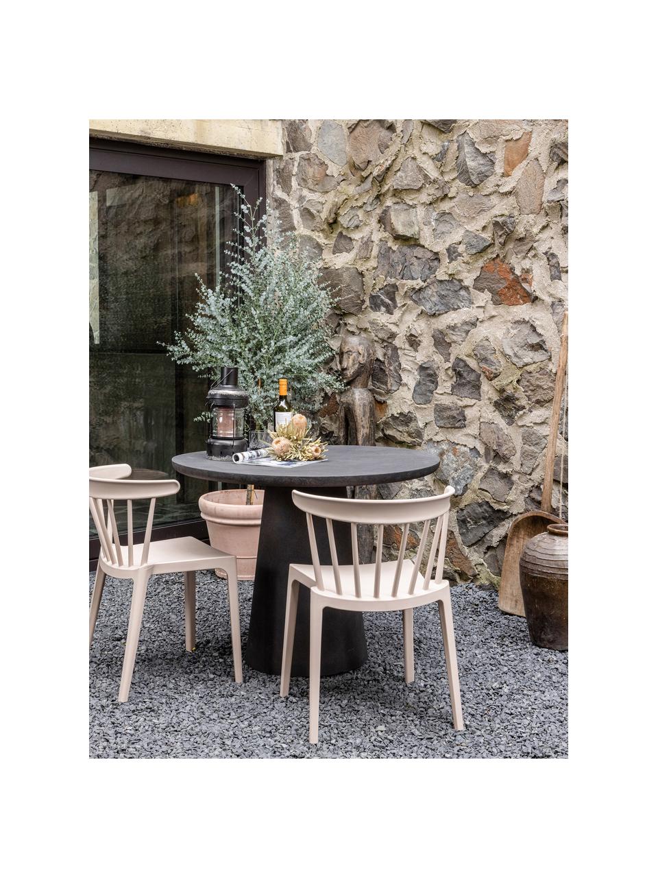 Okrągły stół ogrodowy z betonu Damon, Powlekany betonem i włóknem szklanym, Ciemny brązowy, Ø 100 x W 76 cm