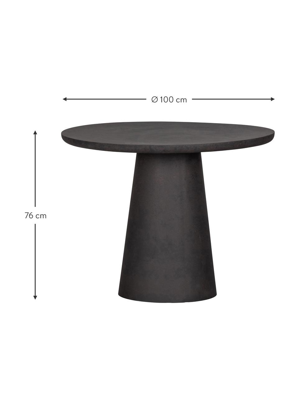Table de jardin rond en béton Damon, Ø 100 cm, Fibres de béton et de verre, revêtues, Brun foncé, Ø 100 x haut. 76 cm