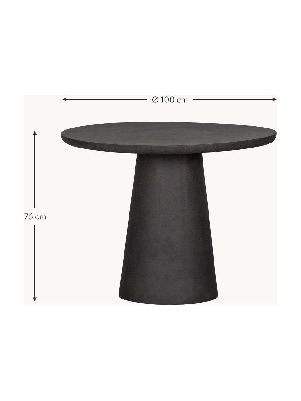 Ronde tuintafel Damon, Ø 100 cm, Klei, gecoat, Antraciet, betonlook, Ø 100 x H 76 cm