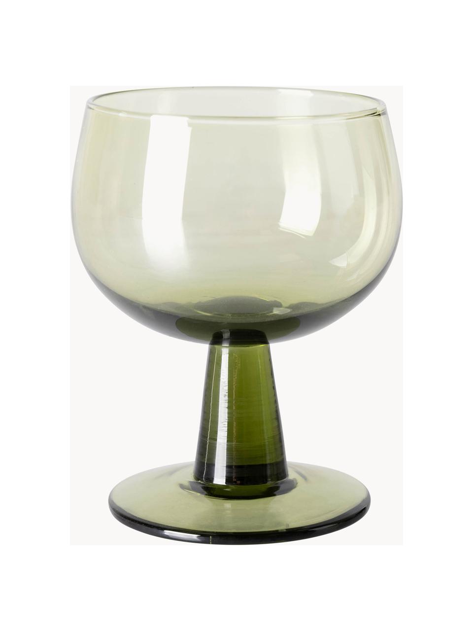 Verres à vin The Emeralds, 4 pièces, Verre, Vert olive, transparent, Ø 9 x haut. 12 cm, 250 ml