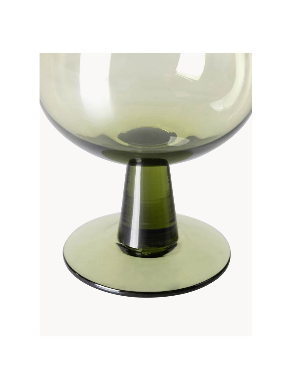 Copas de vino The Emeralds, 4 uds., Vidrio, Verde oliva transparente, Ø 9 x Al 12 cm, 250 ml