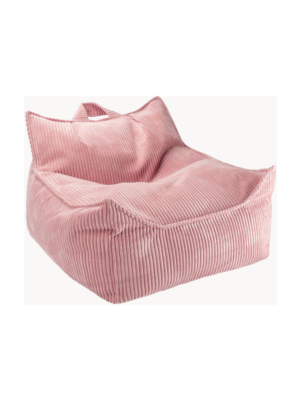 Pouf a sacco per bambini Sugar, Rivestimento: velluto a coste (100% pol, Interno: 100% fibra non tessuta, Velluto a coste rosa cipria, Larg. 70 x Prof. 80 cm