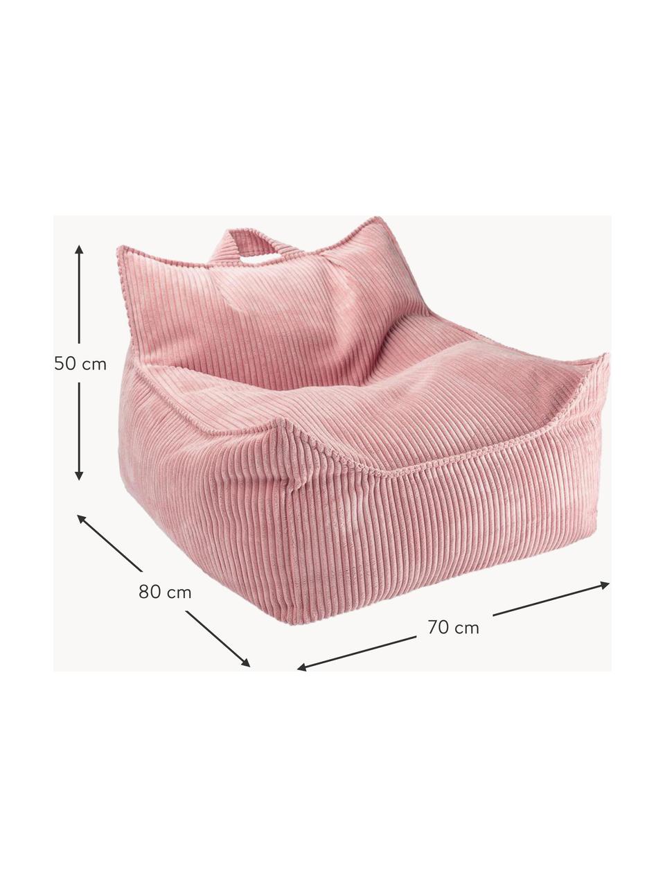 Kinder-Sitzsack Sugar aus Cord, Bezug: Cord (100 % Polyester) au, Cord Altrosa, B 70 x T 80 cm