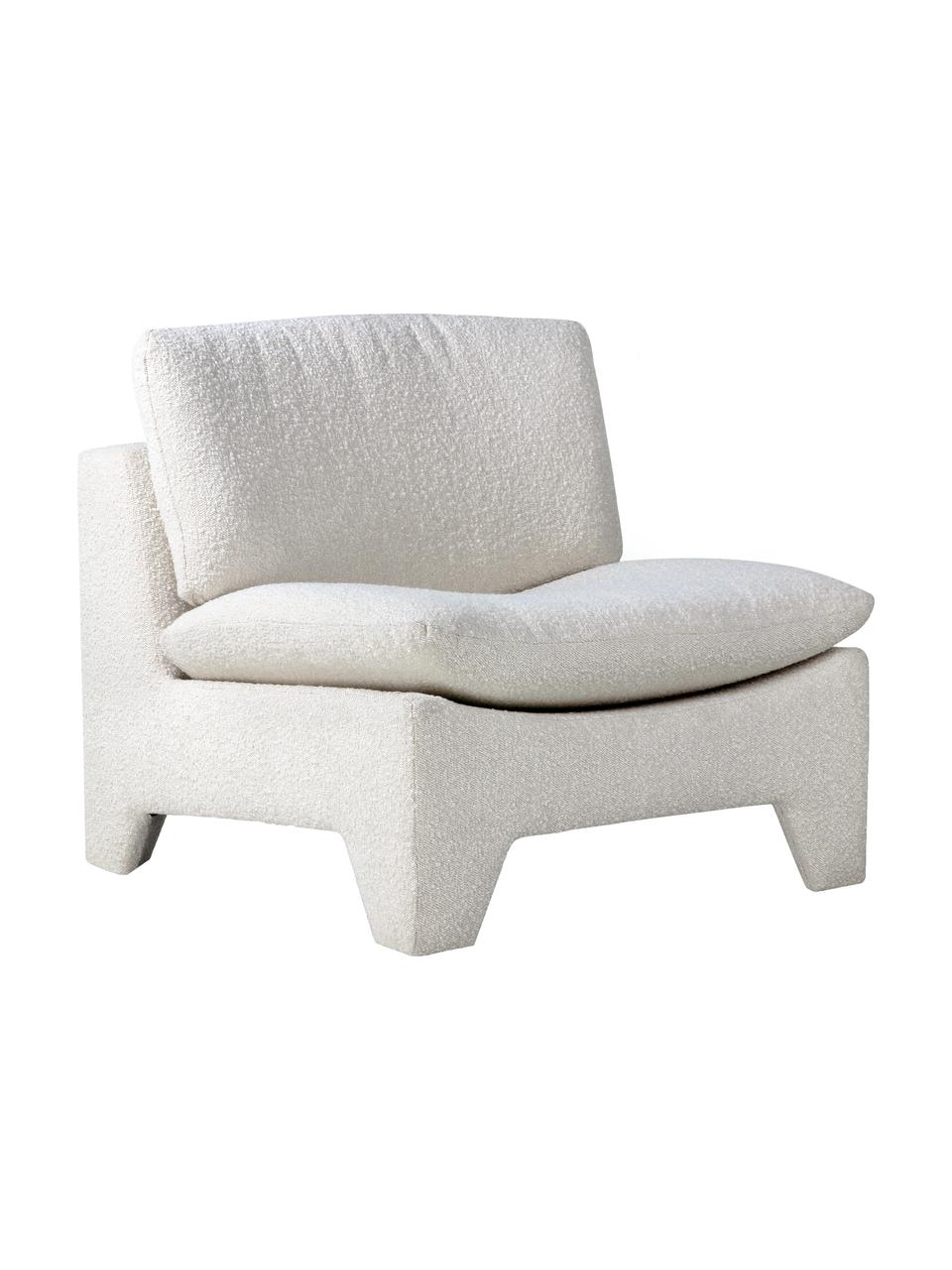 Bouclé loungefauteuil Karl in crèmewit, Bekleding: 46% acryl, 54% polyester, Frame: hout, Bouclé crèmewit, B 84 x D 82 cm