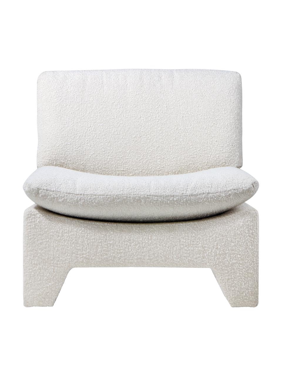 Fauteuil lounge tissu bouclé blanc crème Karl, Tissu bouclé blanc crème, larg. 84 x prof. 82 cm