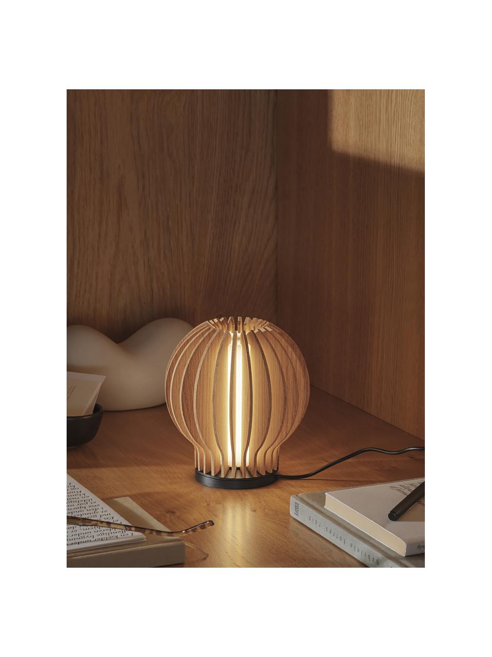 Malá prenosná stolová LED lampa Radiant, Dubové drevo, Ø 14 x V 15 cm