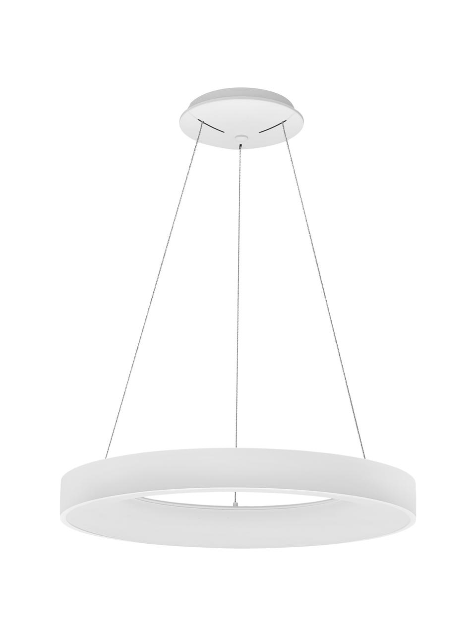 Dimmbare LED-Pendelleuchte Rando in Weiß, Lampenschirm: Aluminium, beschichtet, Baldachin: Aluminium, beschichtet, Weiß, Ø 60 x H 6 cm