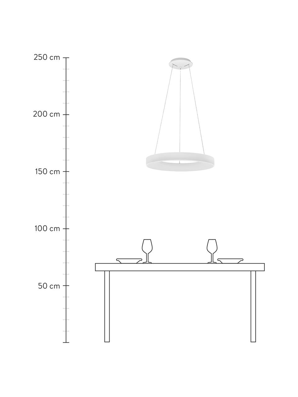 Dimbare LED hanglamp Rando in wit, Lampenkap: gecoat aluminium, Diffuser: acryl, Baldakijn: gecoat aluminium, Wit, Ø 60 x H 6 cm