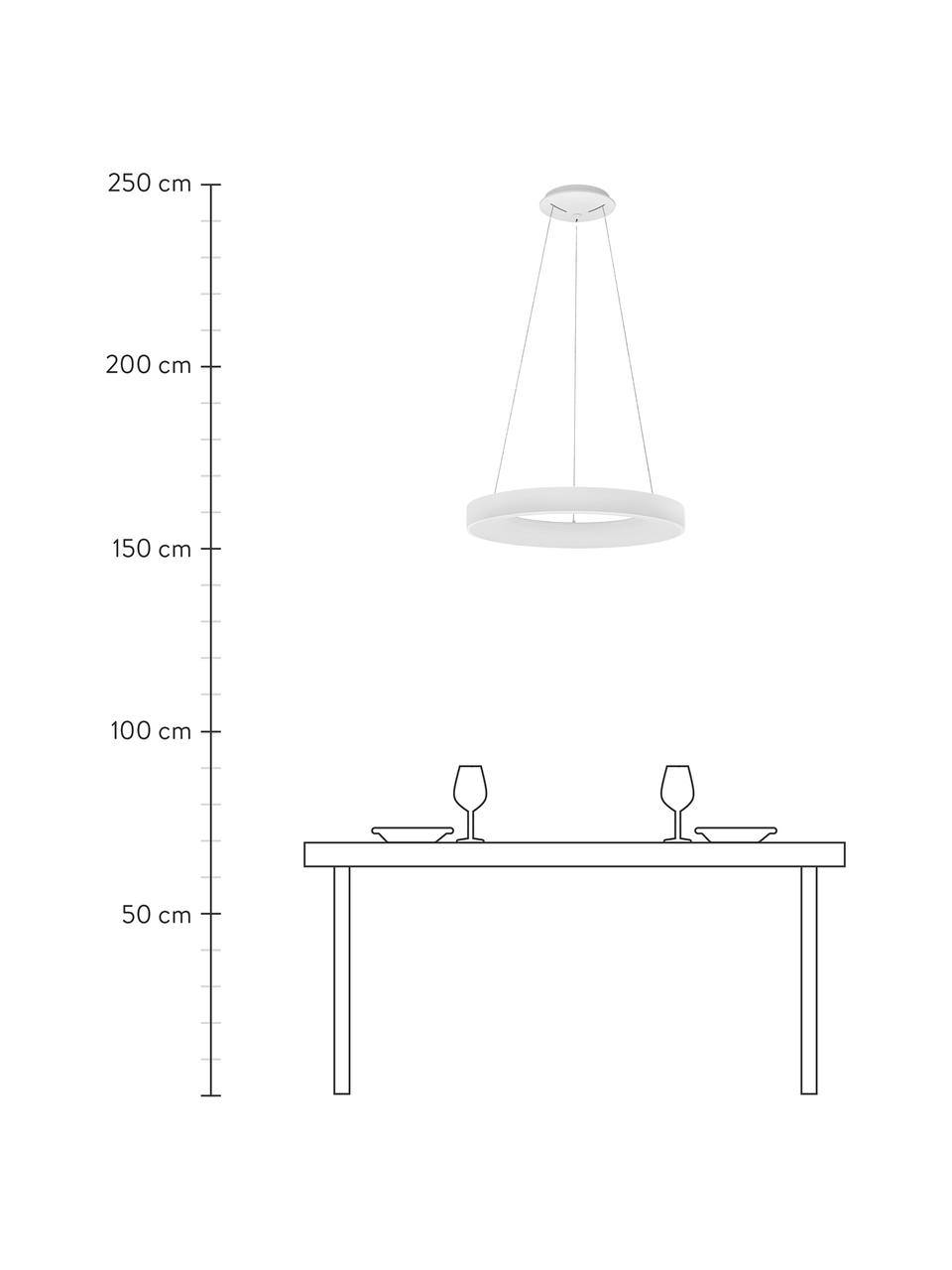 Dimmbare LED-Pendelleuchte Rando in Weiss, Lampenschirm: Aluminium, beschichtet, Baldachin: Aluminium, beschichtet, Weiss, Ø 60 x H 6 cm