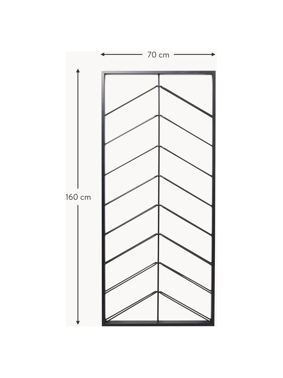 Groot wandwijnrek Bistro, voor 16 flessen, Staal, gepoedercoat, Zwart, B 70 x H 160 cm