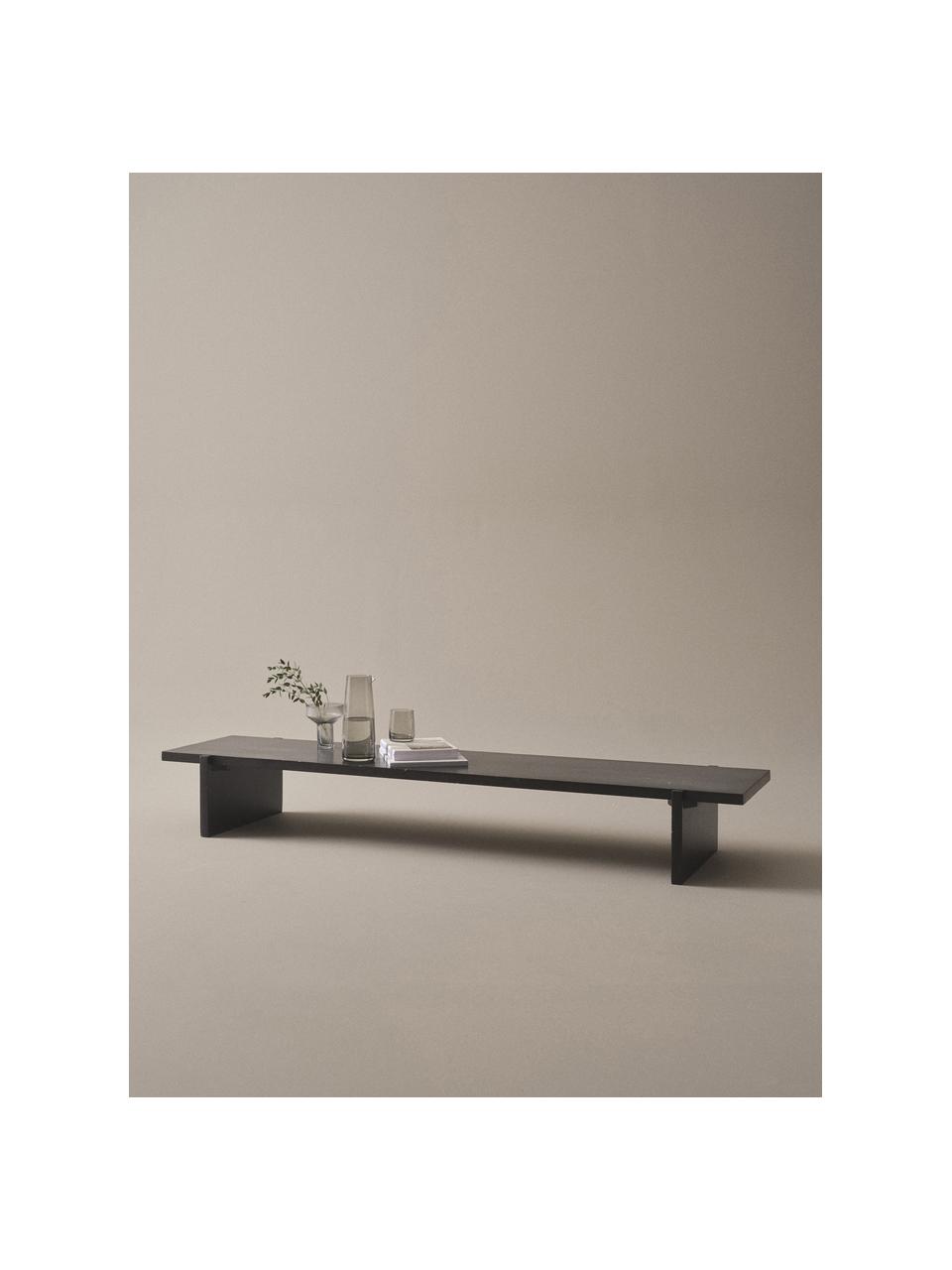 Mesa de centro de madera de roble Tottori, Madera de roble, Madera de roble pintado negro, An 180 x F 44 cm