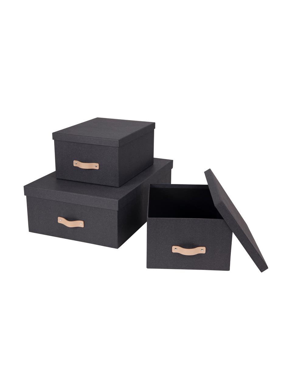Boîtes de rangement Inge, 3 élém., Anthracite, Lot de différentes tailles