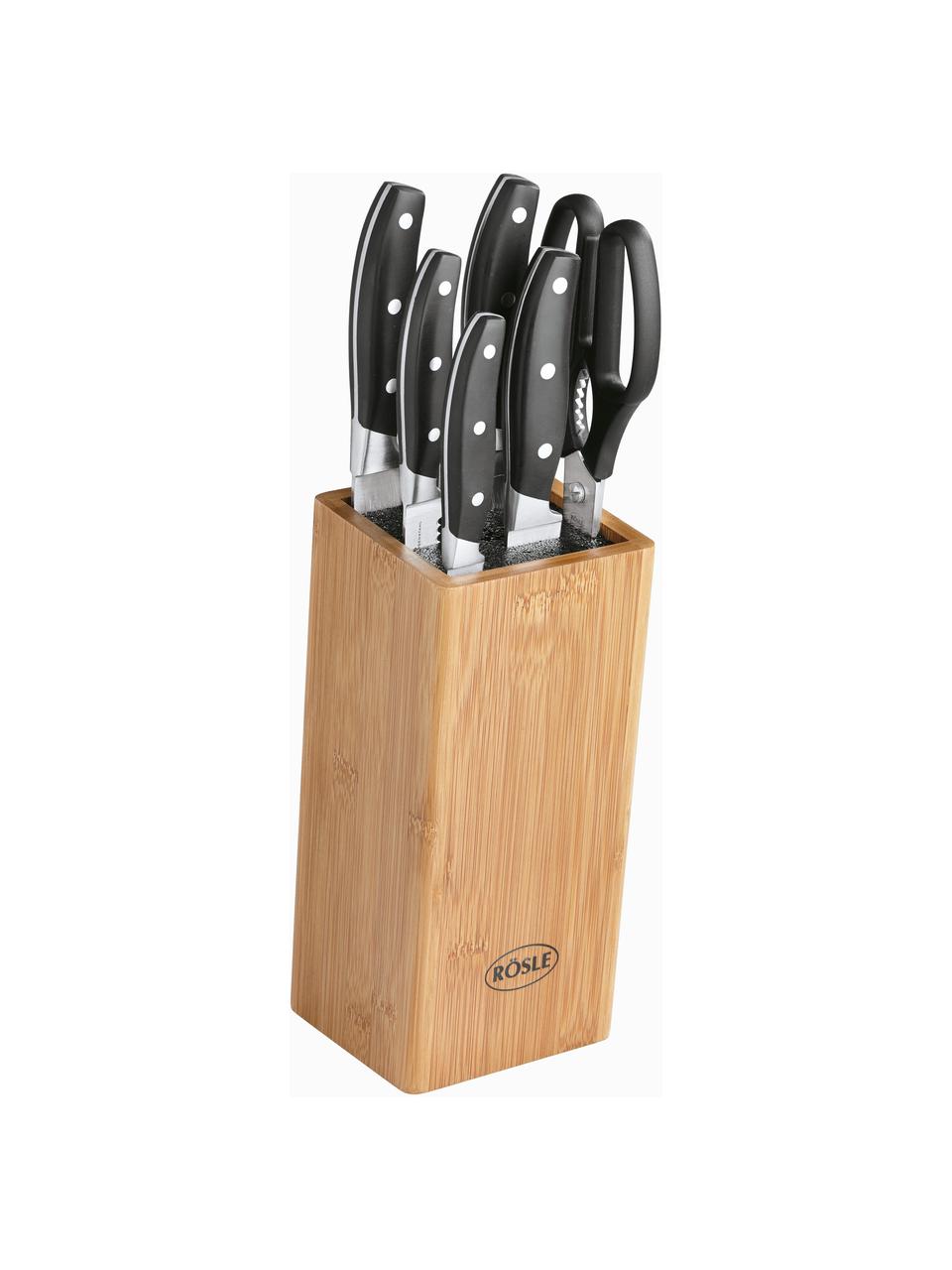 Bloc à couteaux Cuisine, set de 7 élém., Brun, Lot de différentes tailles