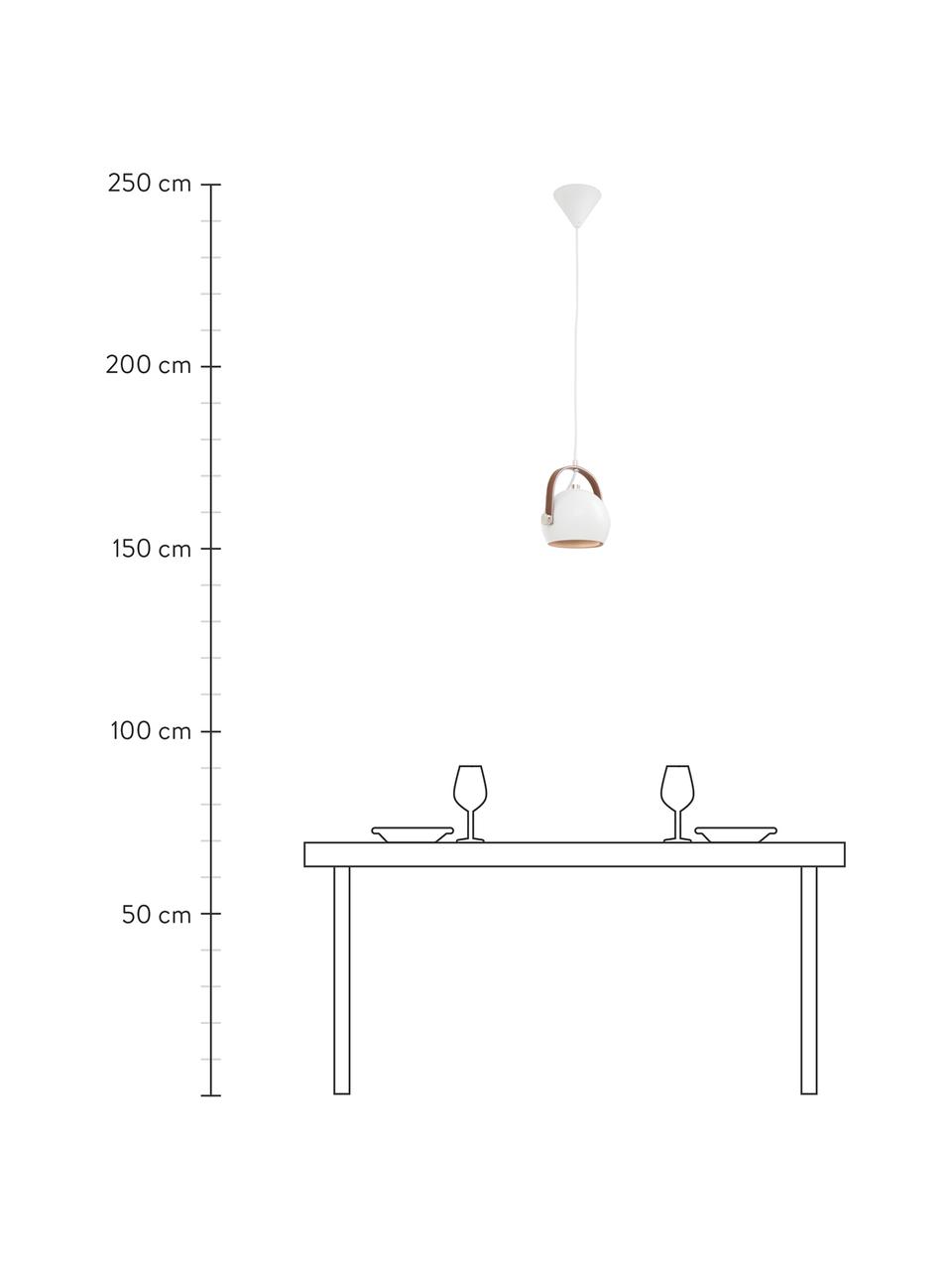 Malé nastavitelné závěsné svítidlo s koženým zdobením Bow, Bílá, Š 19 cm, V 20 cm