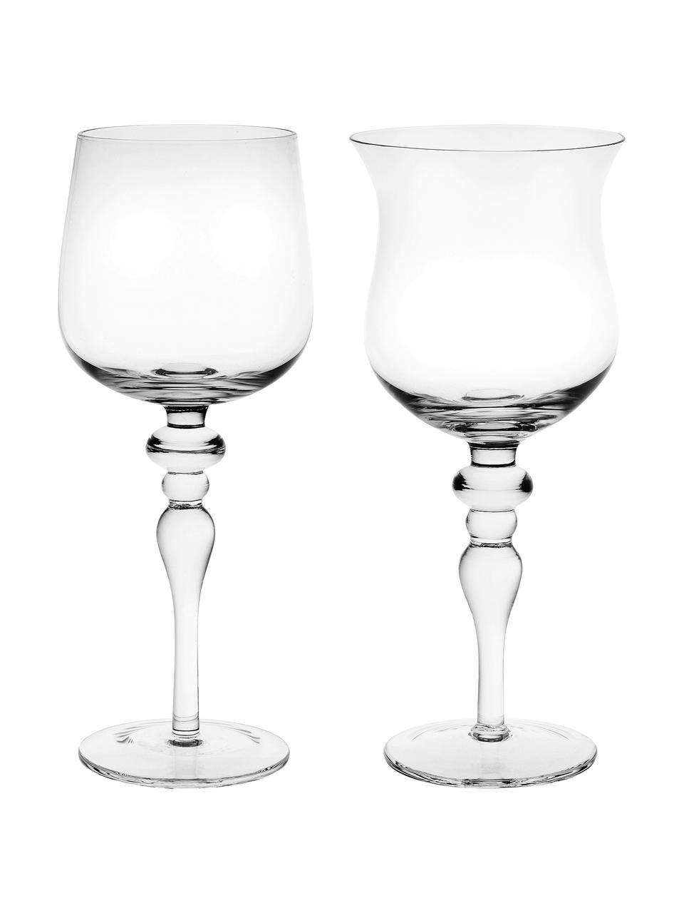 Mundgeblasene Weingläser Diseguale in unterschiedlichen Formen, 6er-Set, Glas, mundgeblasen, Transparent, Ø 8 x H 20 cm, 200 ml