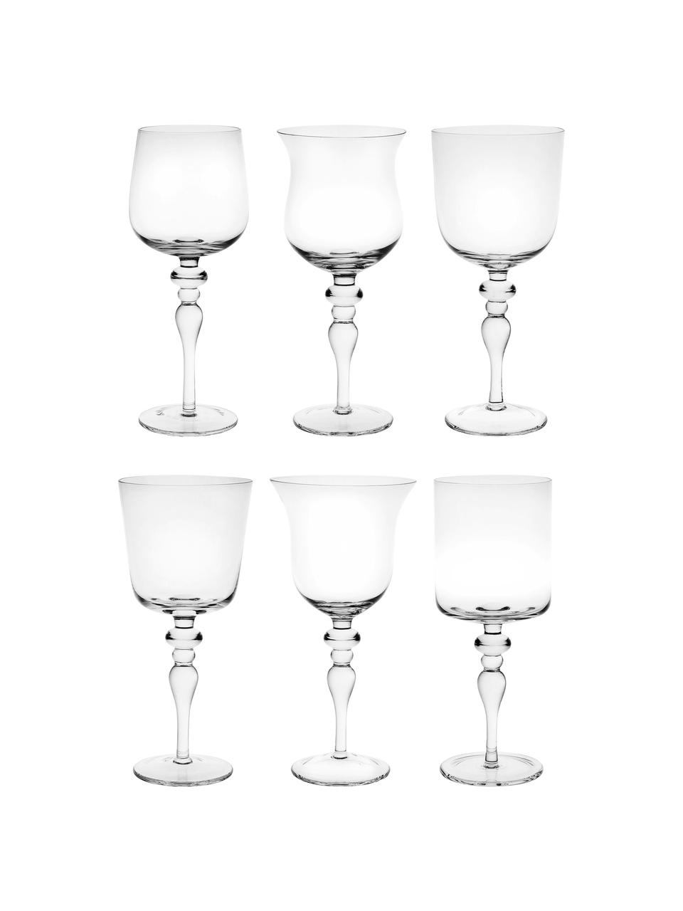 Set 6 bicchieri vino in vetro soffiato in diverse forme Desigual, Vetro soffiato, Trasparente, Ø 8 x Alt. 20 cm, 200 ml