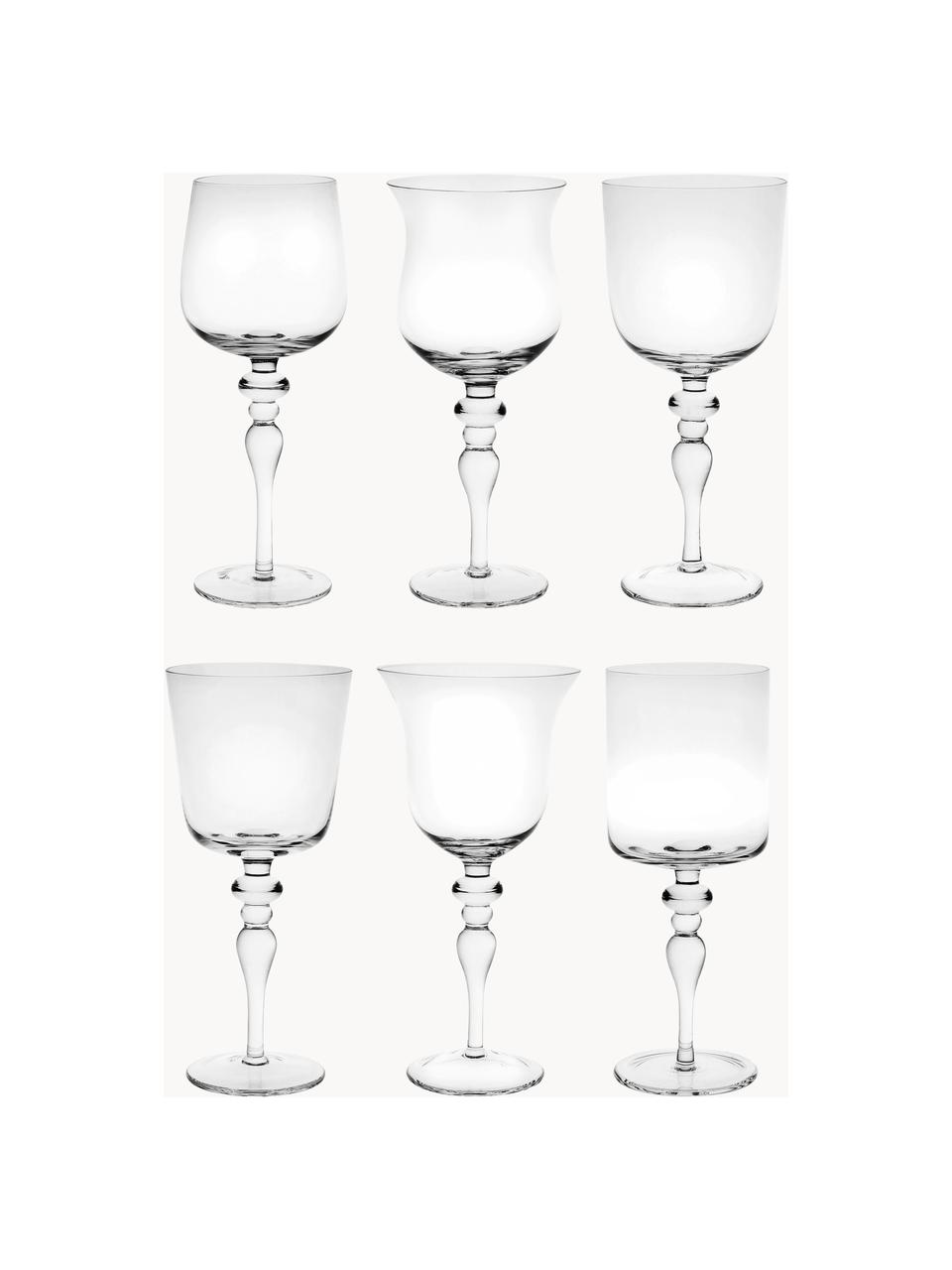 Copas de vino de vidrio soplado artesanalmente Desiguale, 6 uds., Vidrio soplado artesanalmente, Transparente, Ø 8 x Al 20 cm, 200 ml