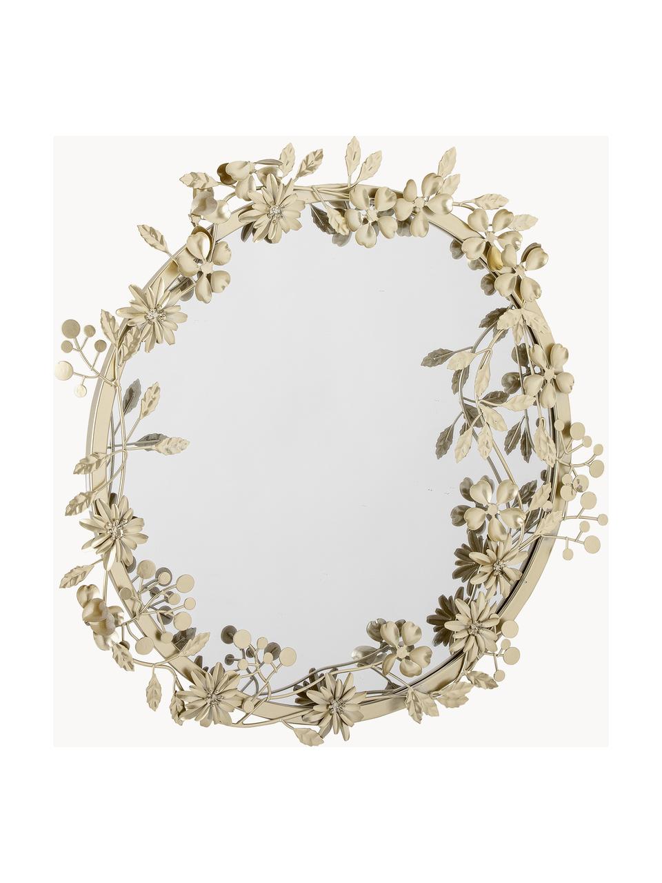 Specchio da parete con decoro floreale Jenne, Cornice: metallo rivestito, Retro: pannello MDF (fibra a med, Superficie dello specchio: lastra di vetro, Dorato, Ø 54 cm