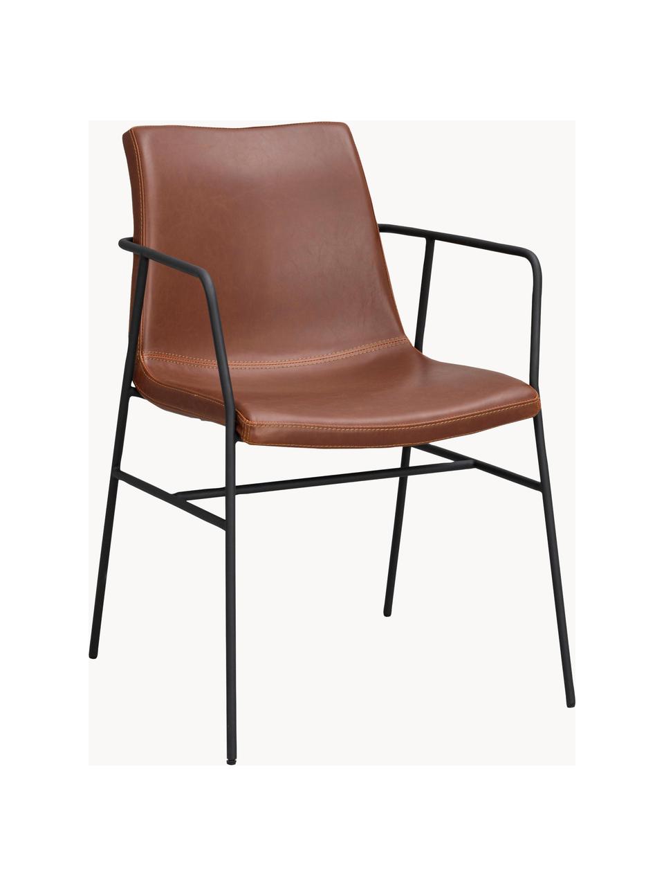 Hnedá stolička s opierkami z umelej kože Huntingbay, 2 ks, Umelá koža hnedá, Š 54 x H 52 cm