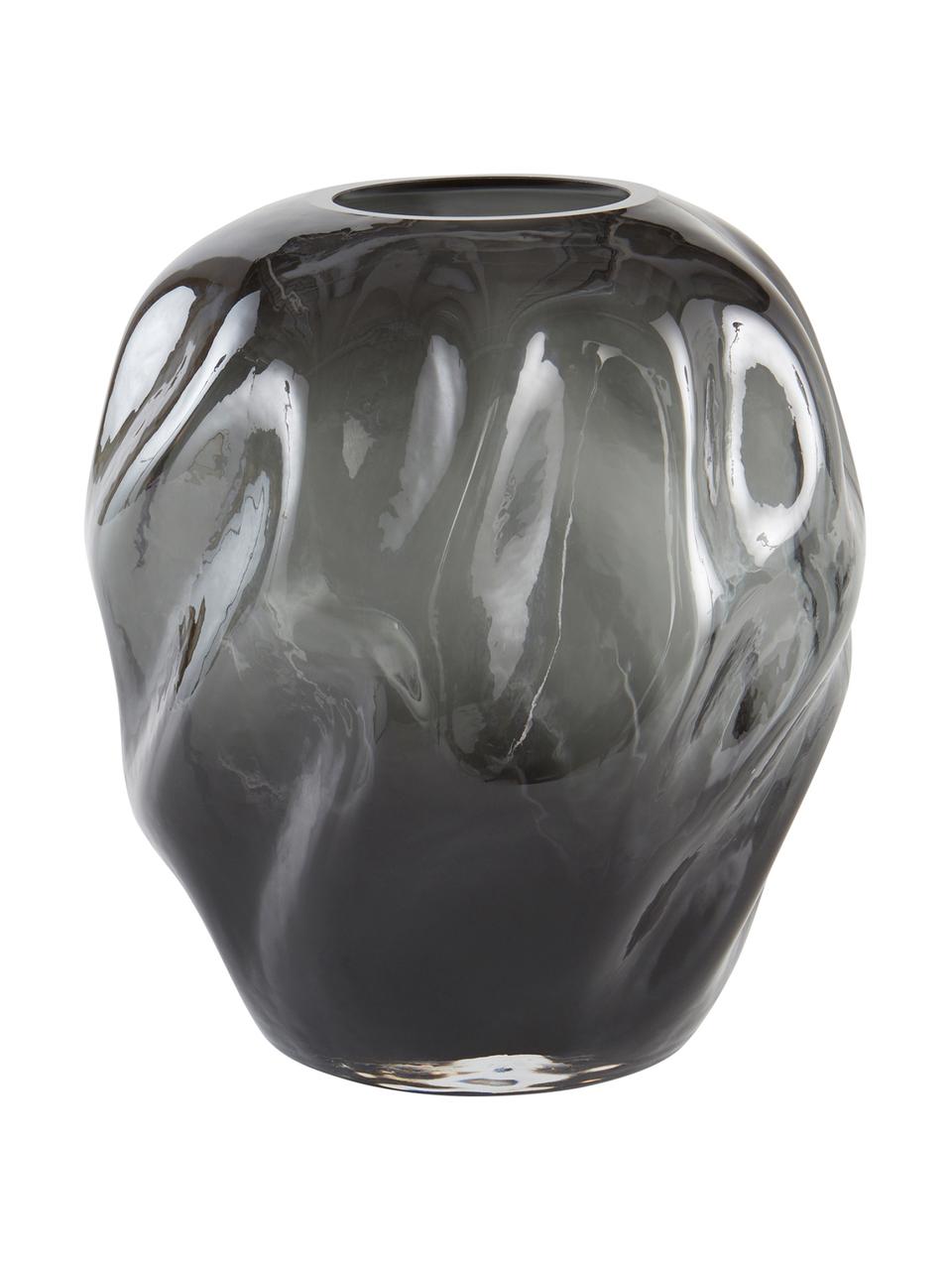 Glas-Vase Brielle in Schwarz, Glas, Schwarztöne, Transparent, Ø 20 x H 21 cm