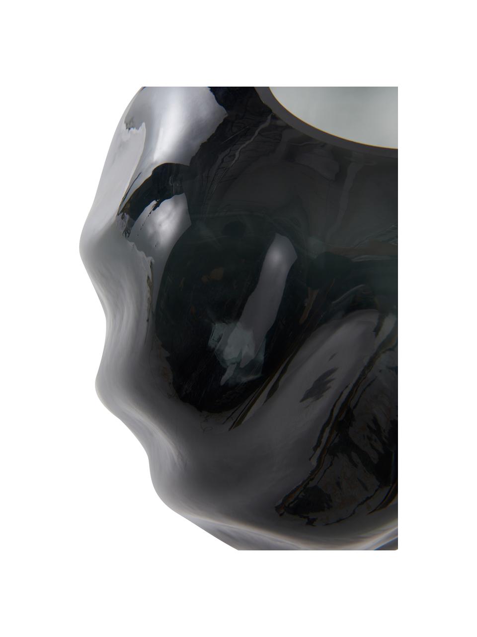 Glas-Vase Brielle in Schwarz, Glas, Schwarztöne, Transparent, Ø 20 x H 21 cm