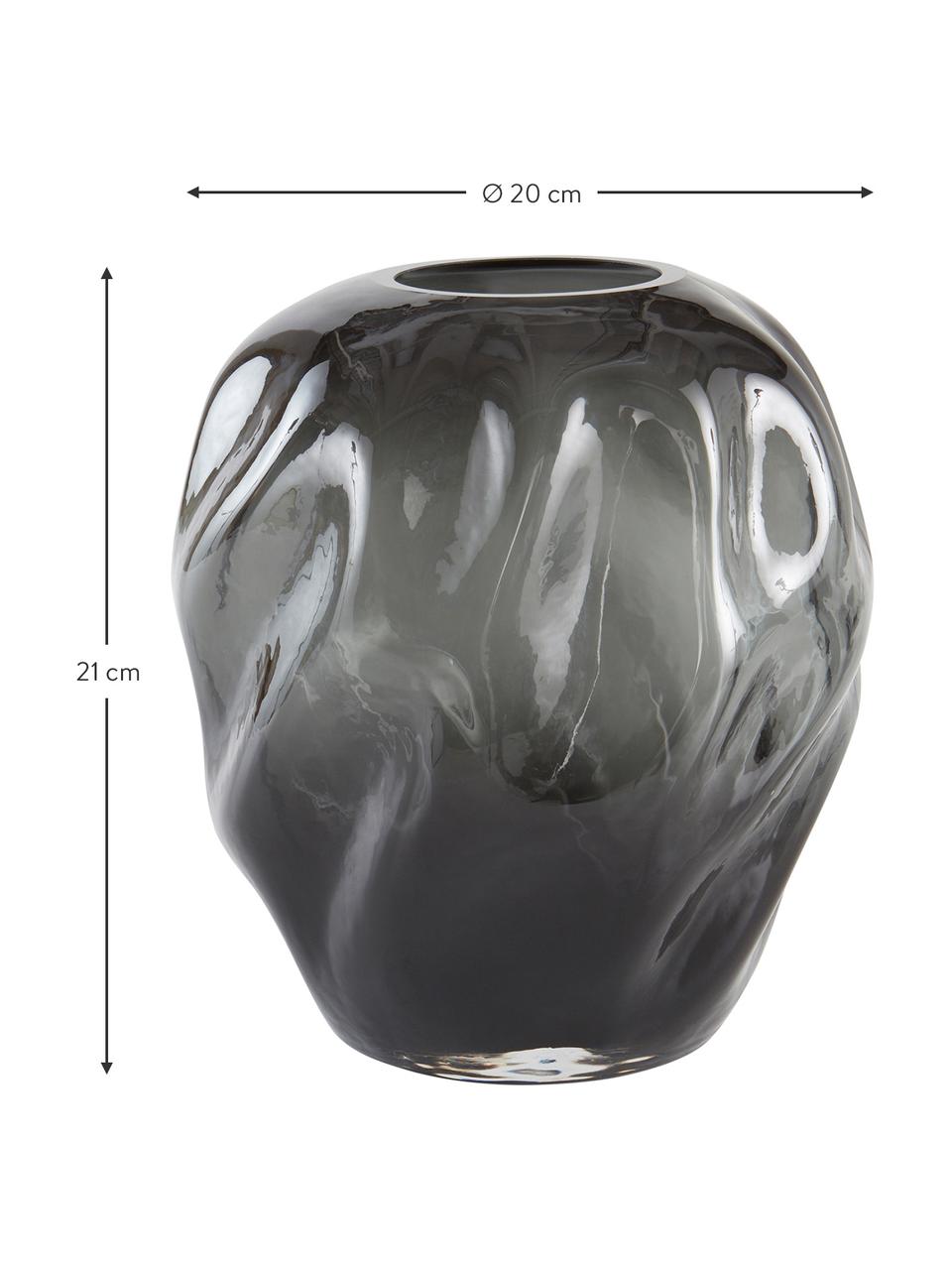 Glas-Vase Brielle in Schwarz, Glas, Schwarztöne, Transparent, Ø 20 x H 21 cm