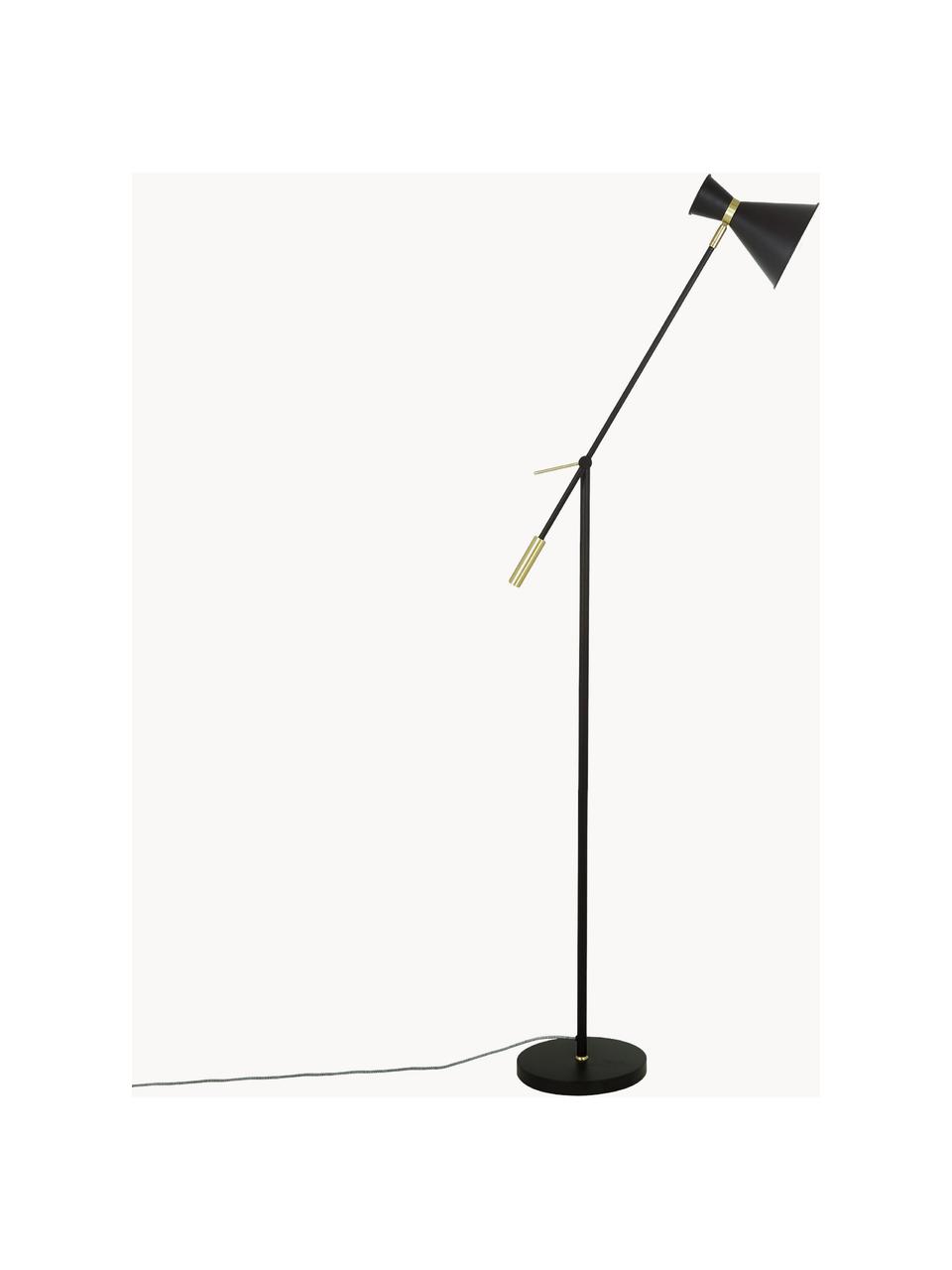 Kovová lampa na čtení v retro stylu Audrey, Zlatá, černá, V 145 cm